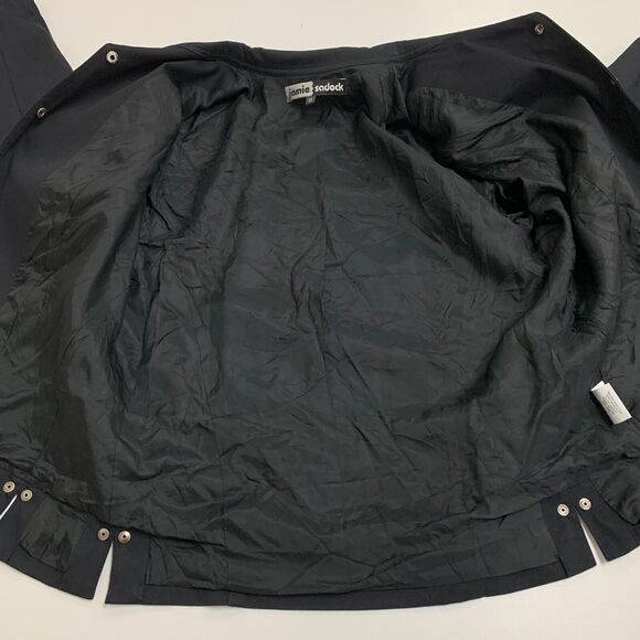 Jamie Sadock Golf Jacket Womens M Medium Black Metal Snap Buttons Retro Lined - Picture 9 of 13